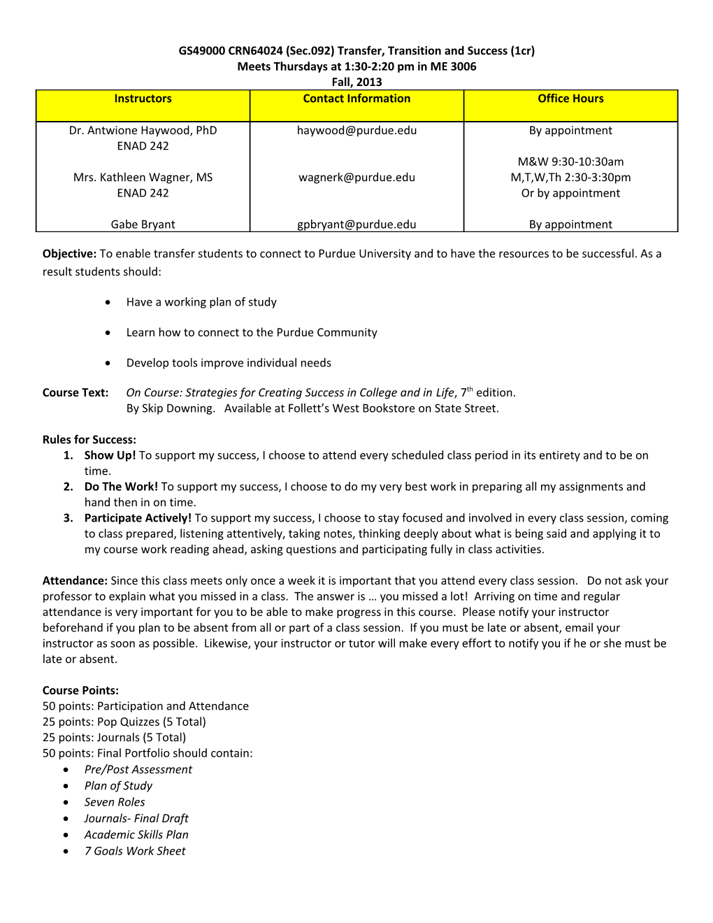 GS49000 CRN64024 (Sec.092) Transfer, Transition and Success (1Cr)