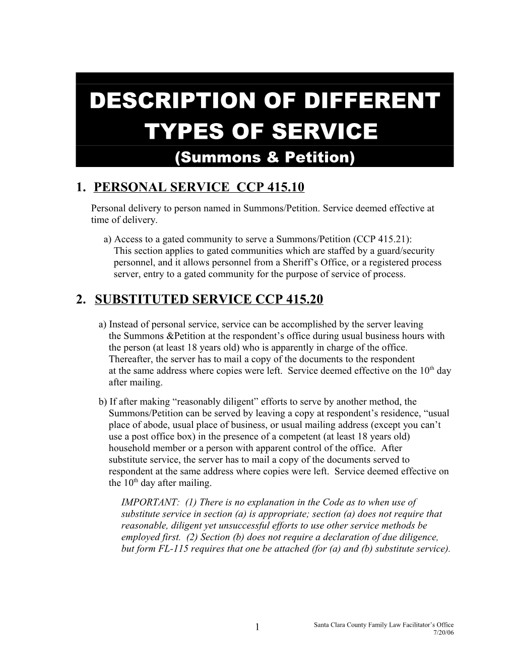 Description of Different Types of Service