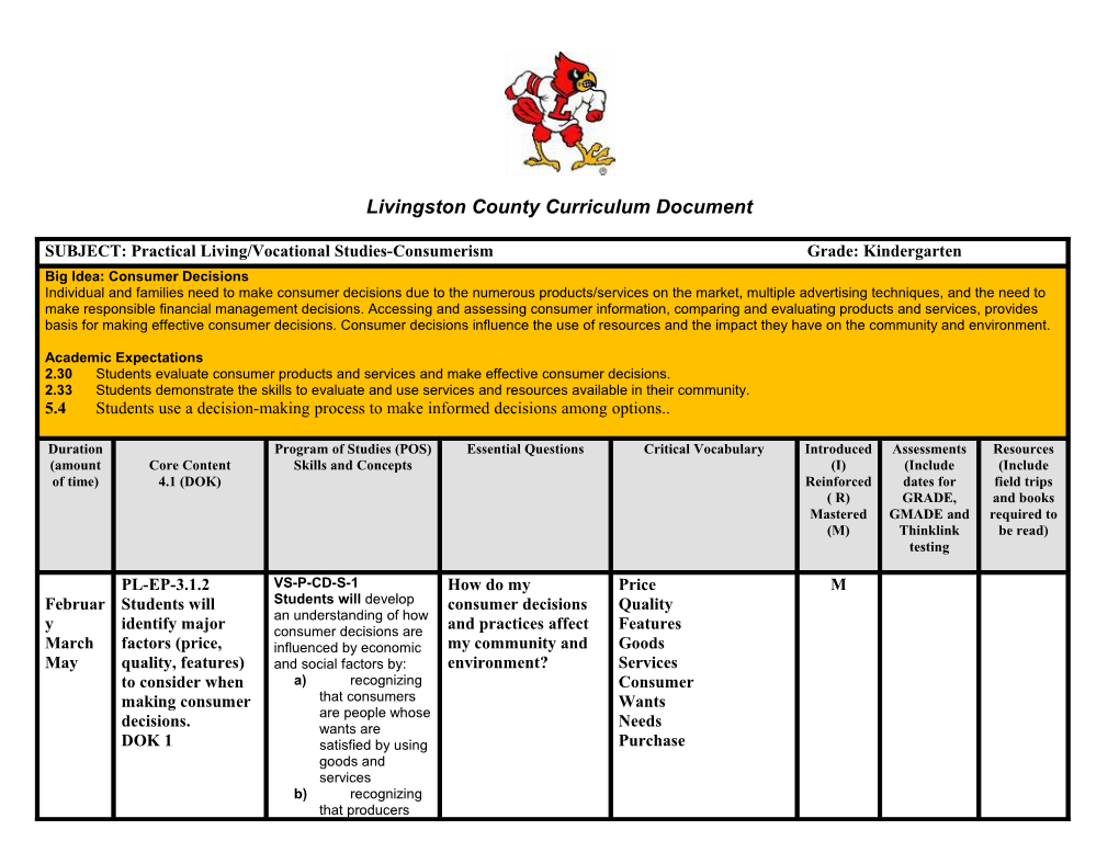 Livingston County Curriculum Document s1