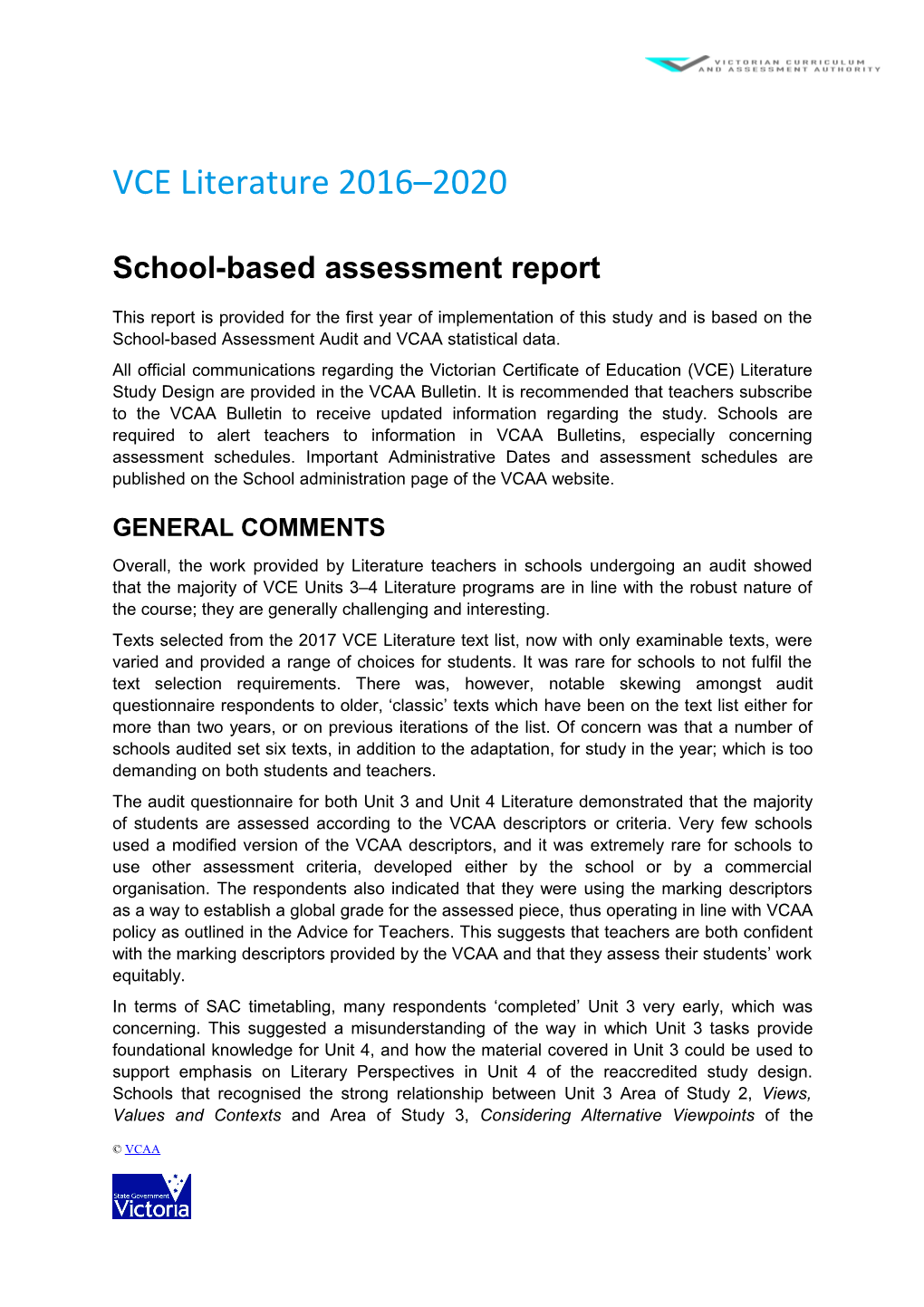 School-Based Assessment Report