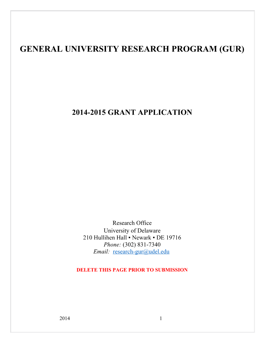 General University Research Program (Gur)