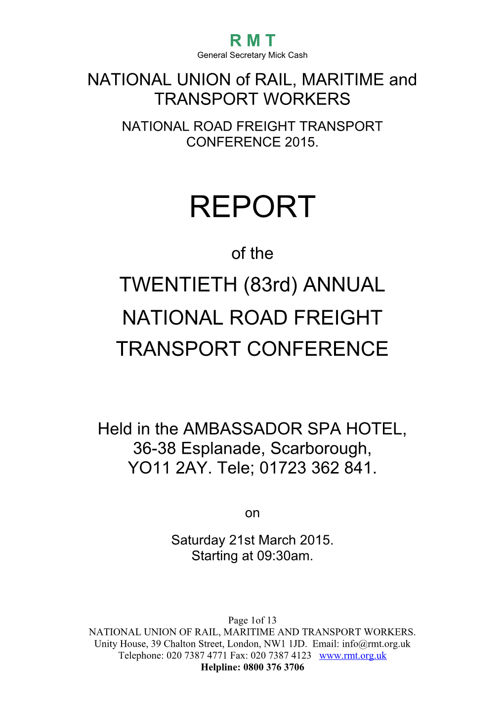 National Road Freight Transport Conference 2011
