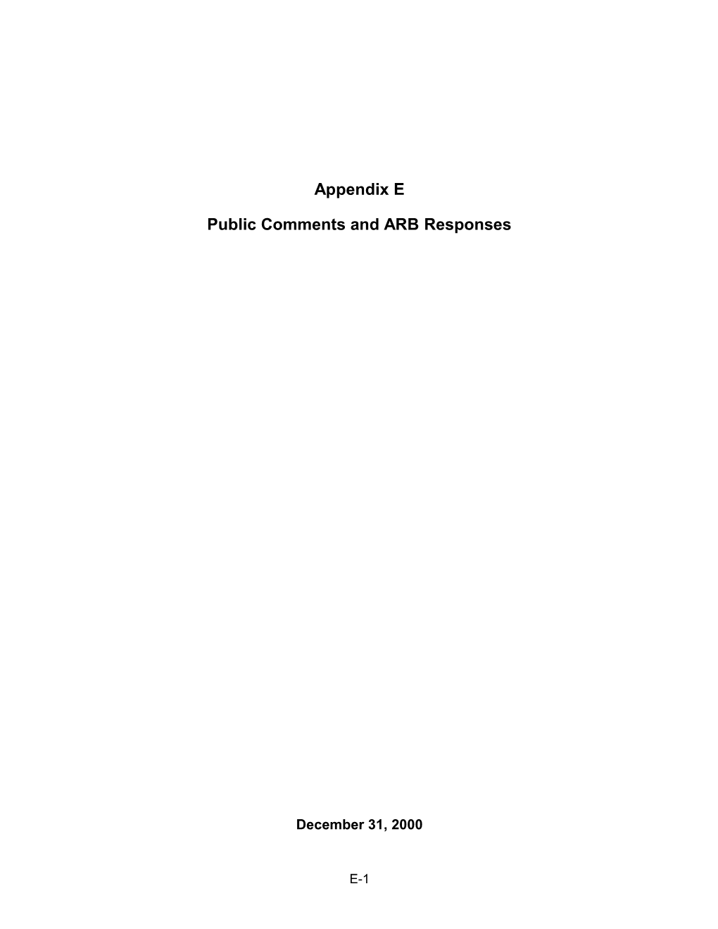 Appendix E: Public Comments and ARB Responses