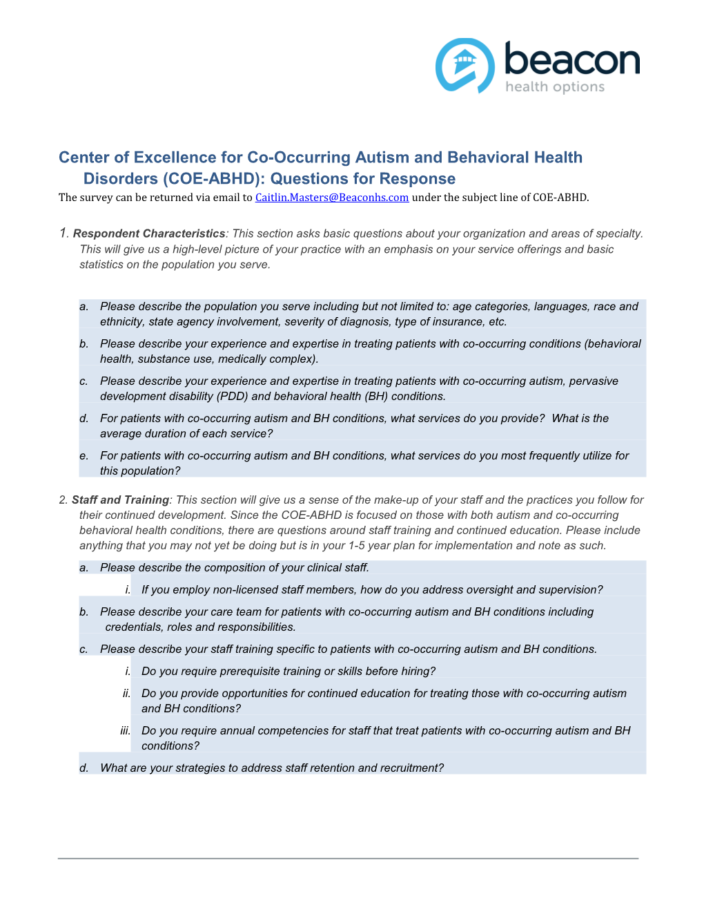 Center of Excellence for Co-Occurring Autism and Behavioral Health Disorders (COE-ABHD)
