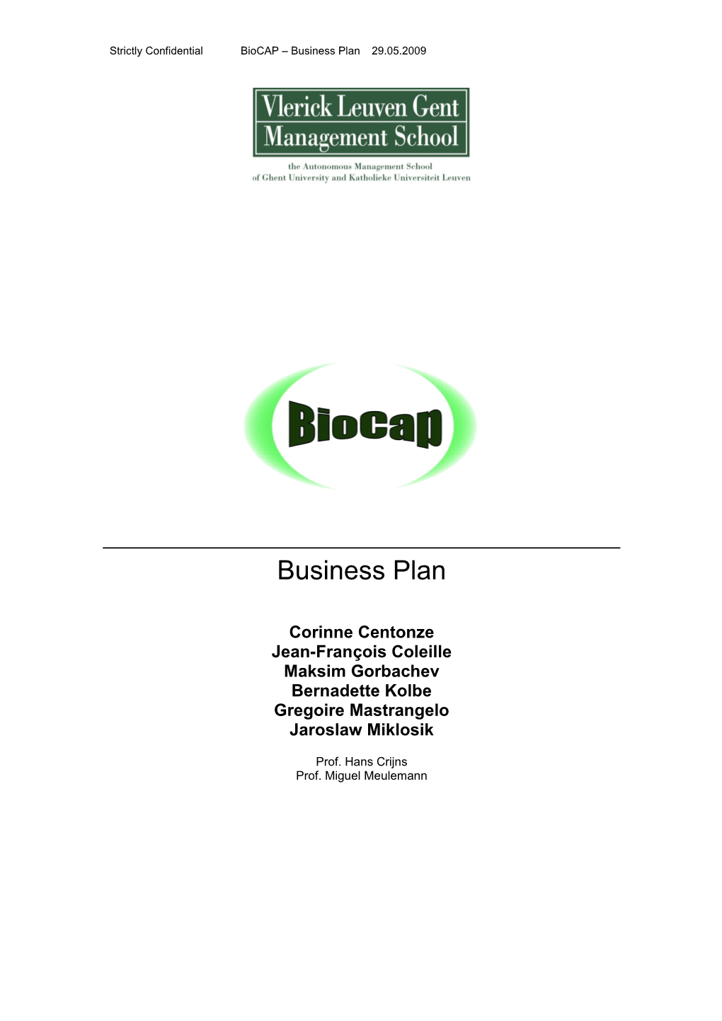 Strictly Confidential Biocap Business Plan 29.05.2009