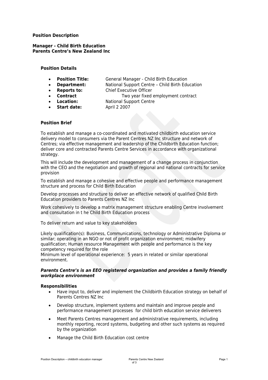 Position Description Business Processes and Support