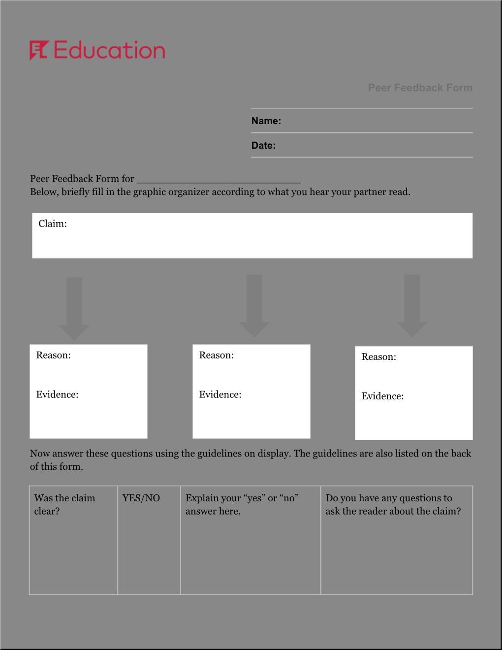 Peer Feedback Form