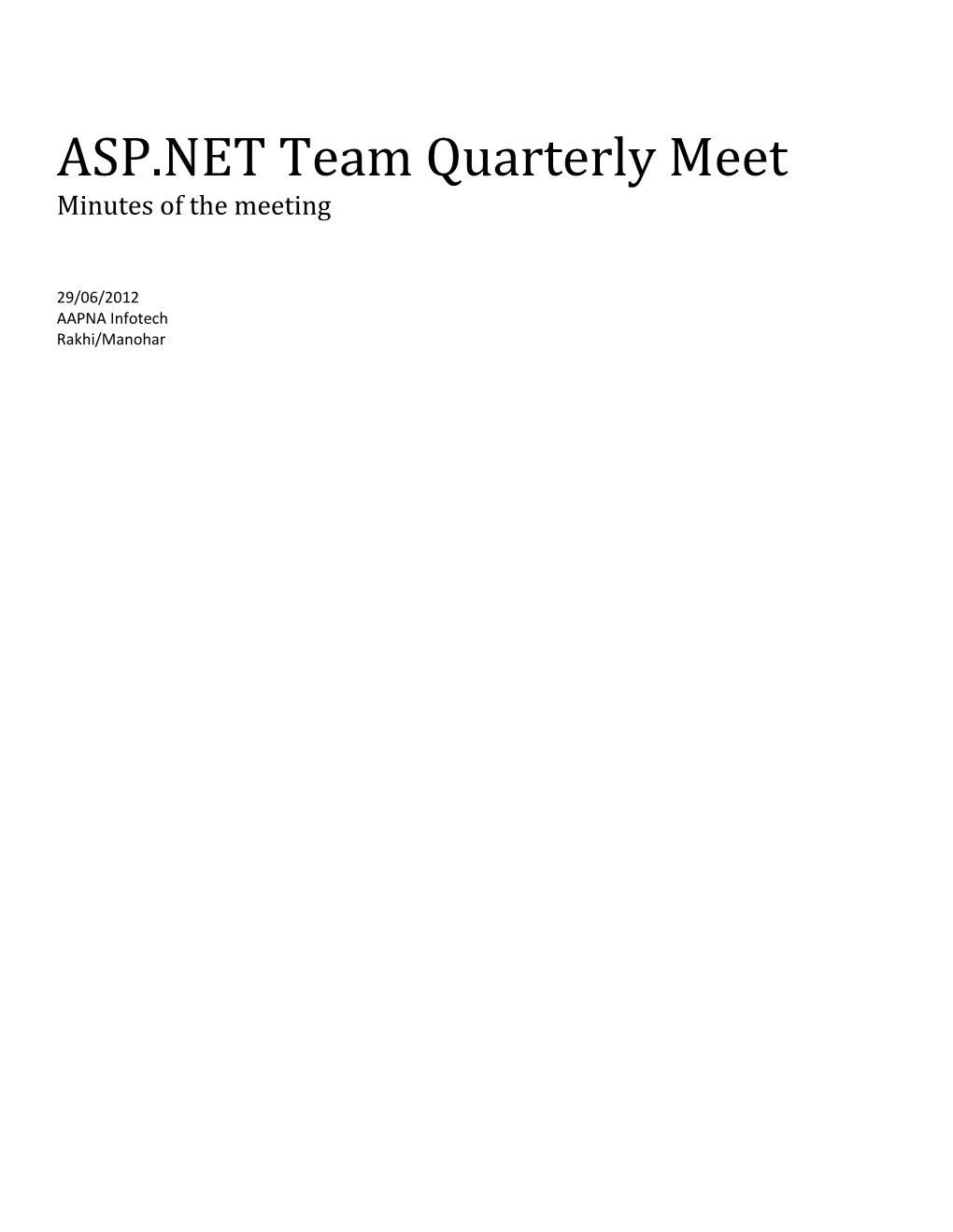 ASP.NET Team Quarterly Meet