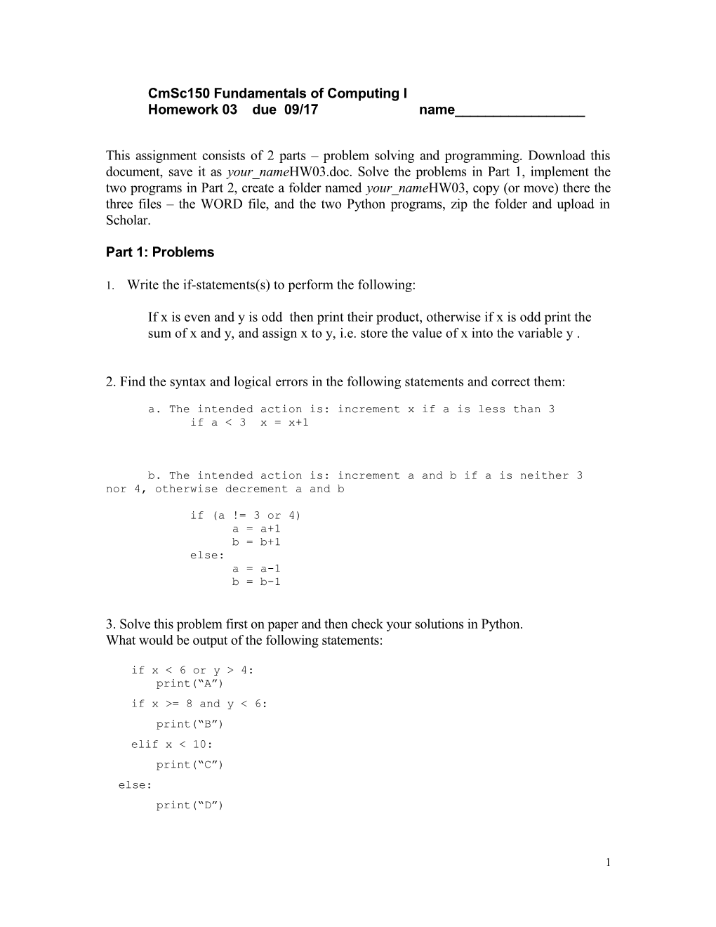 Cmsc150 Fundamentals of Computing I