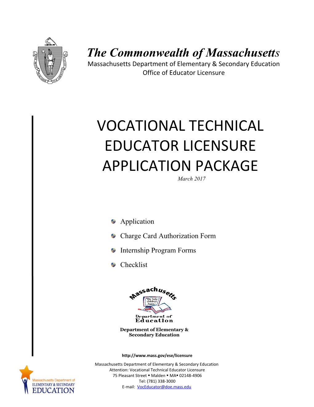 Vocational Technical Educator Licensure Application Package