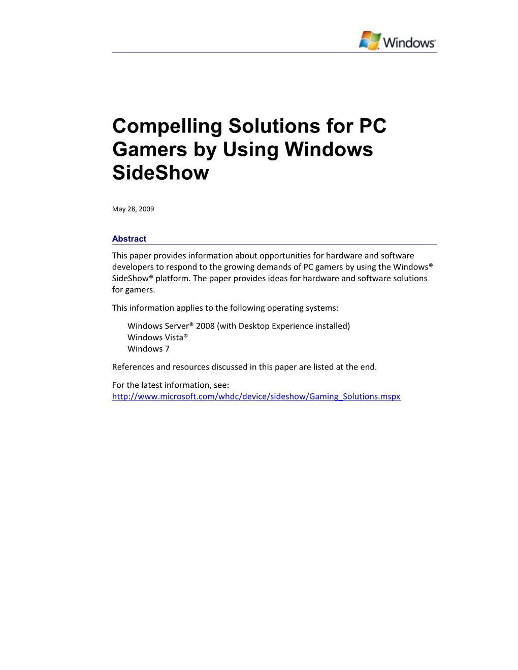 Compelling Solutions for PC Gamers by Using Windows Sideshow - 10