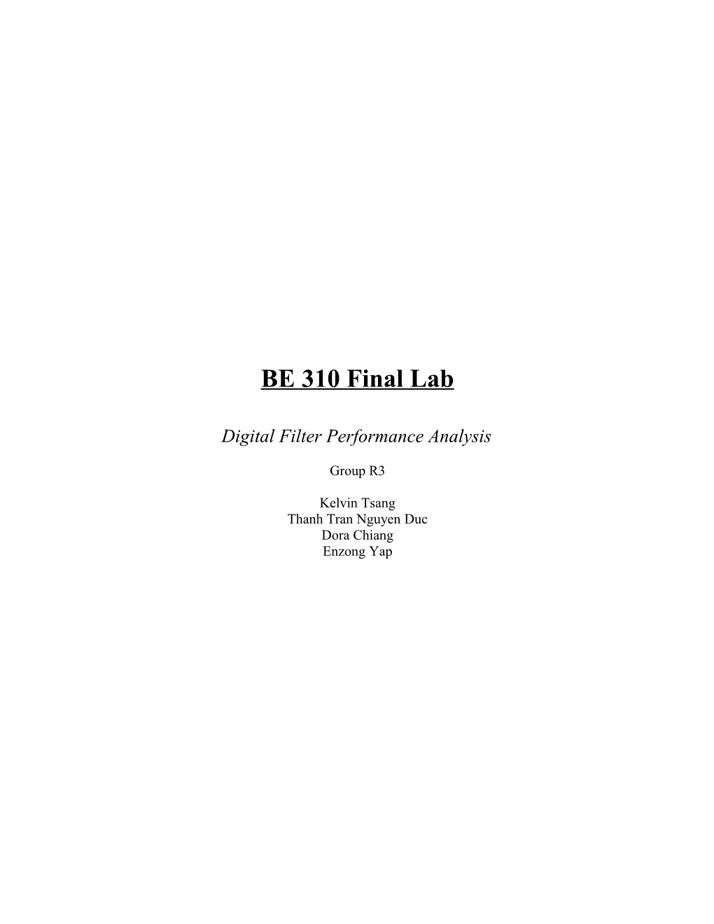 Digital Filter Performance Analysis