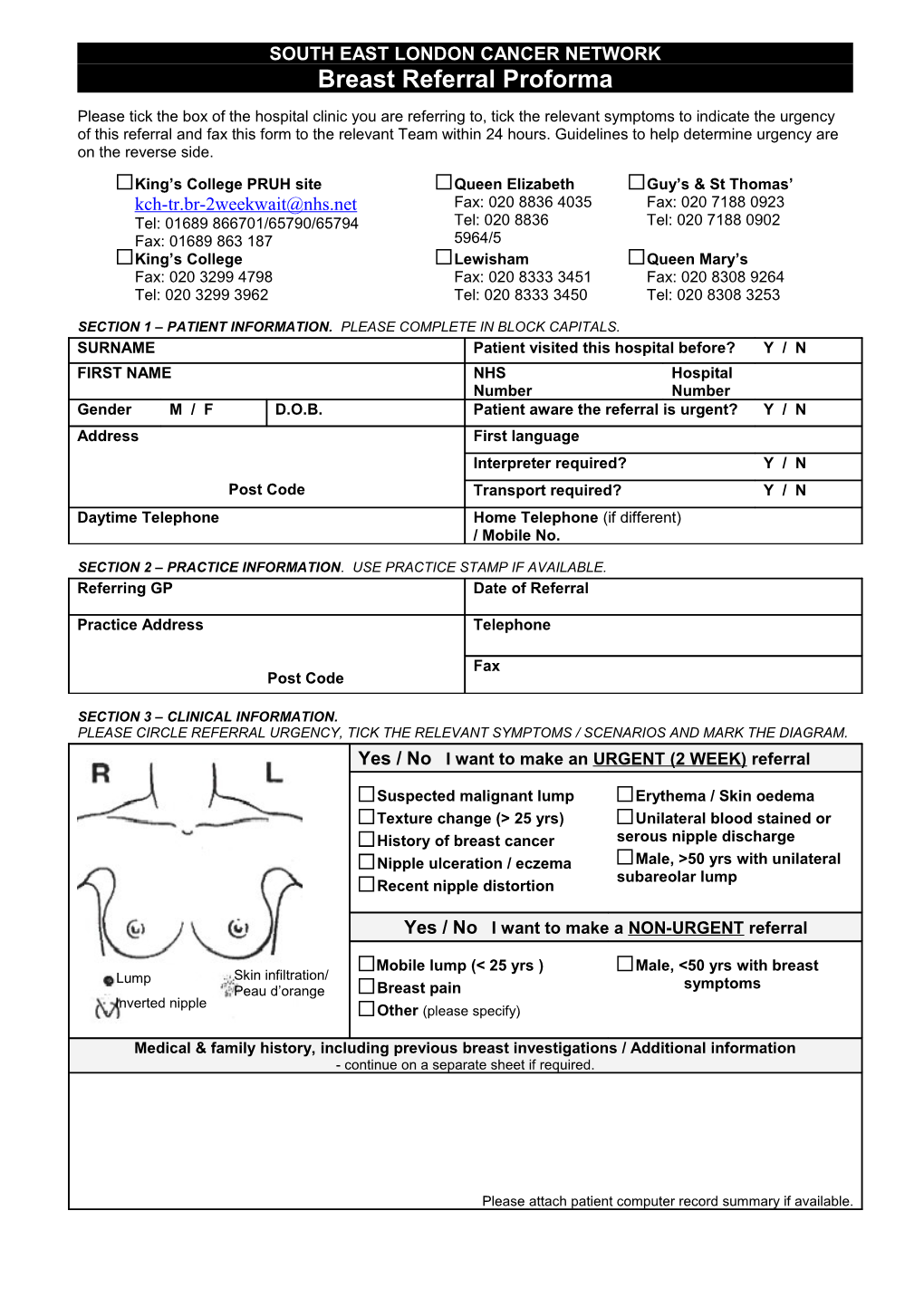 Breast Referral Proforma