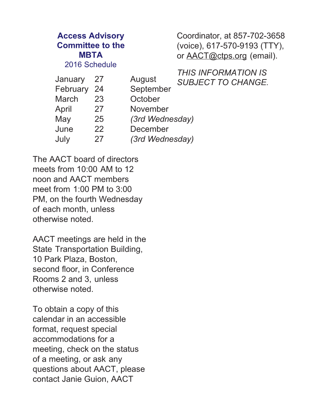 Access Advisory Committee to the MBTA