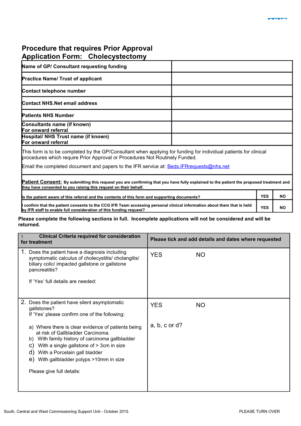 Procedure That Requires Prior Approval