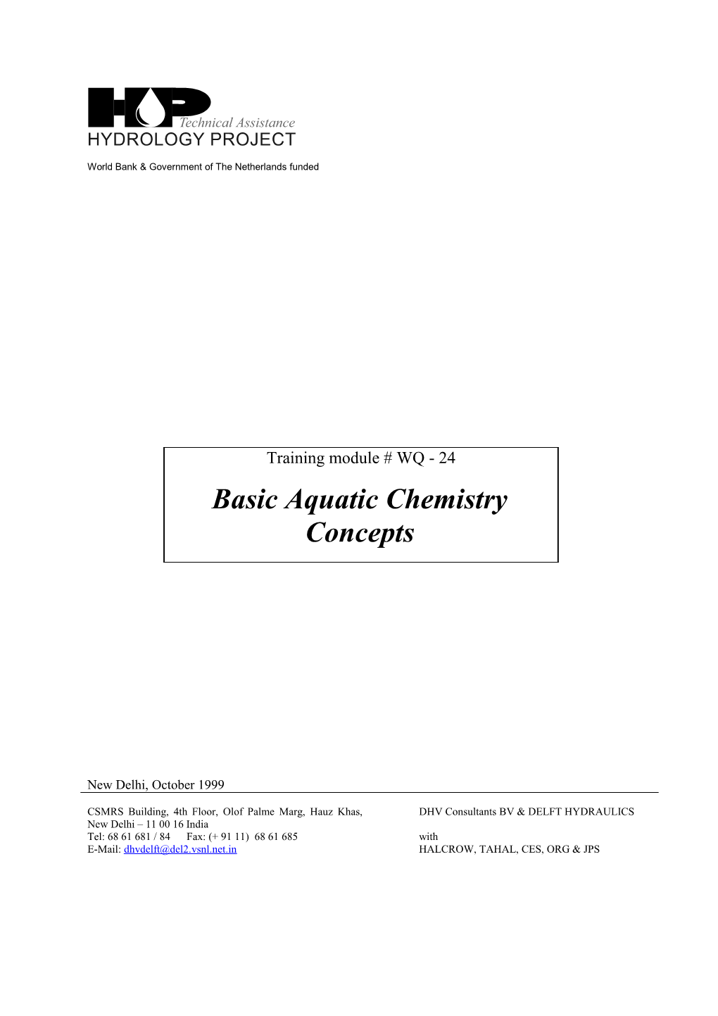 Basic Aquatic Chemistry Concepts