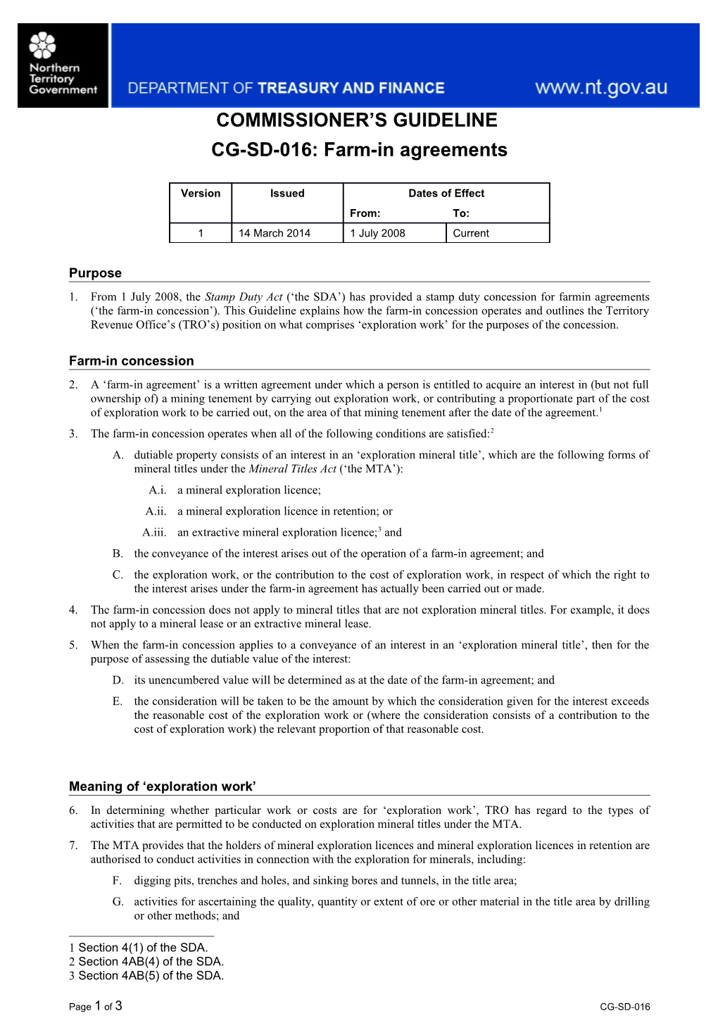 Farm-In Agreements