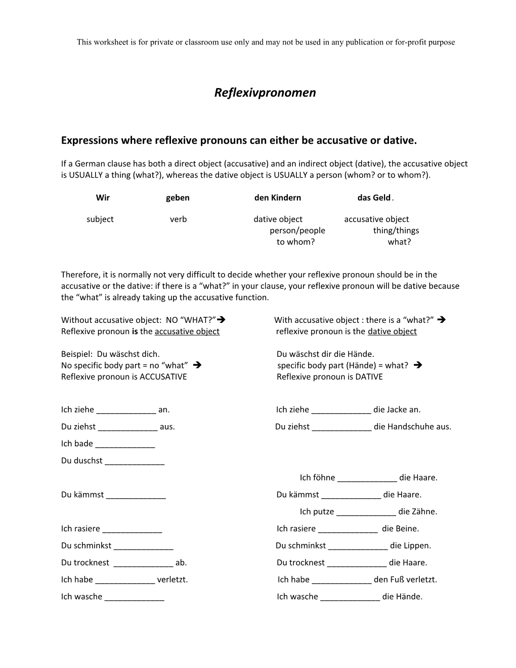 This Worksheet Is for Private Or Classroom Use Only and May Not Be Used in Any Publication