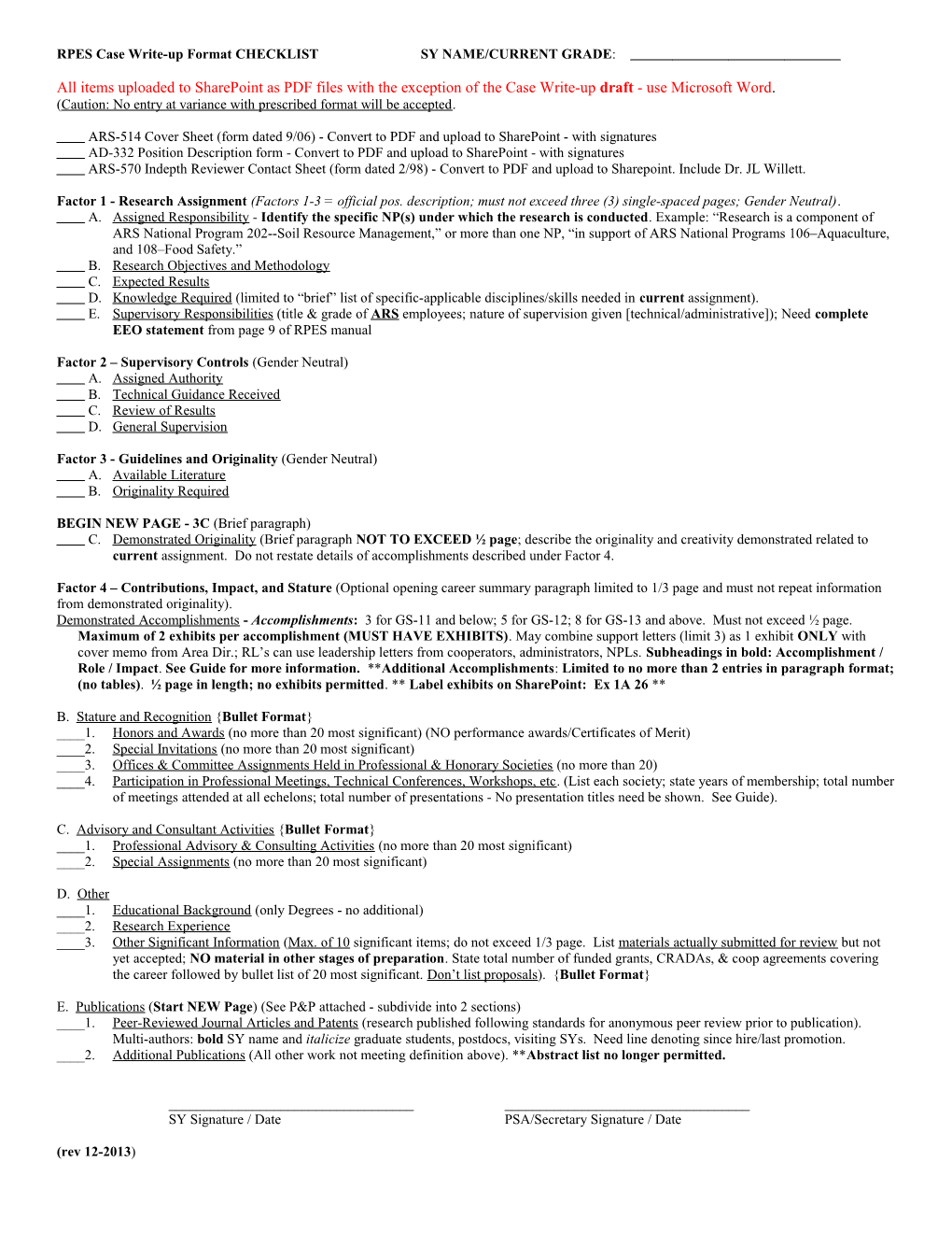 RPES Case Write-Up Format CHECKLIST SY NAME/CURRENT GRADE