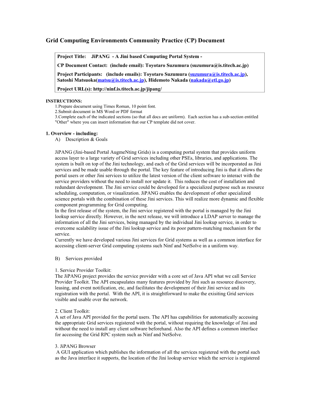 Grid Computing Environments Community Practice (CP) Document