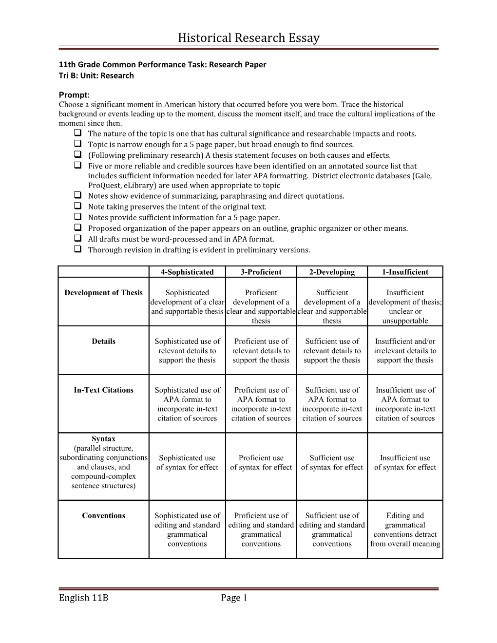 Historical Research Essay