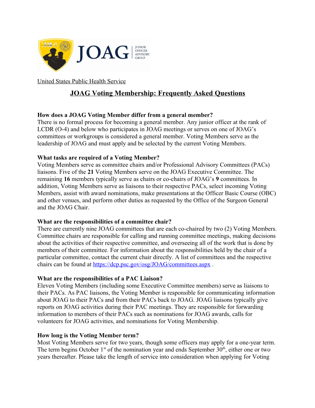 JOAG Voting Membership: Frequently Asked Questions
