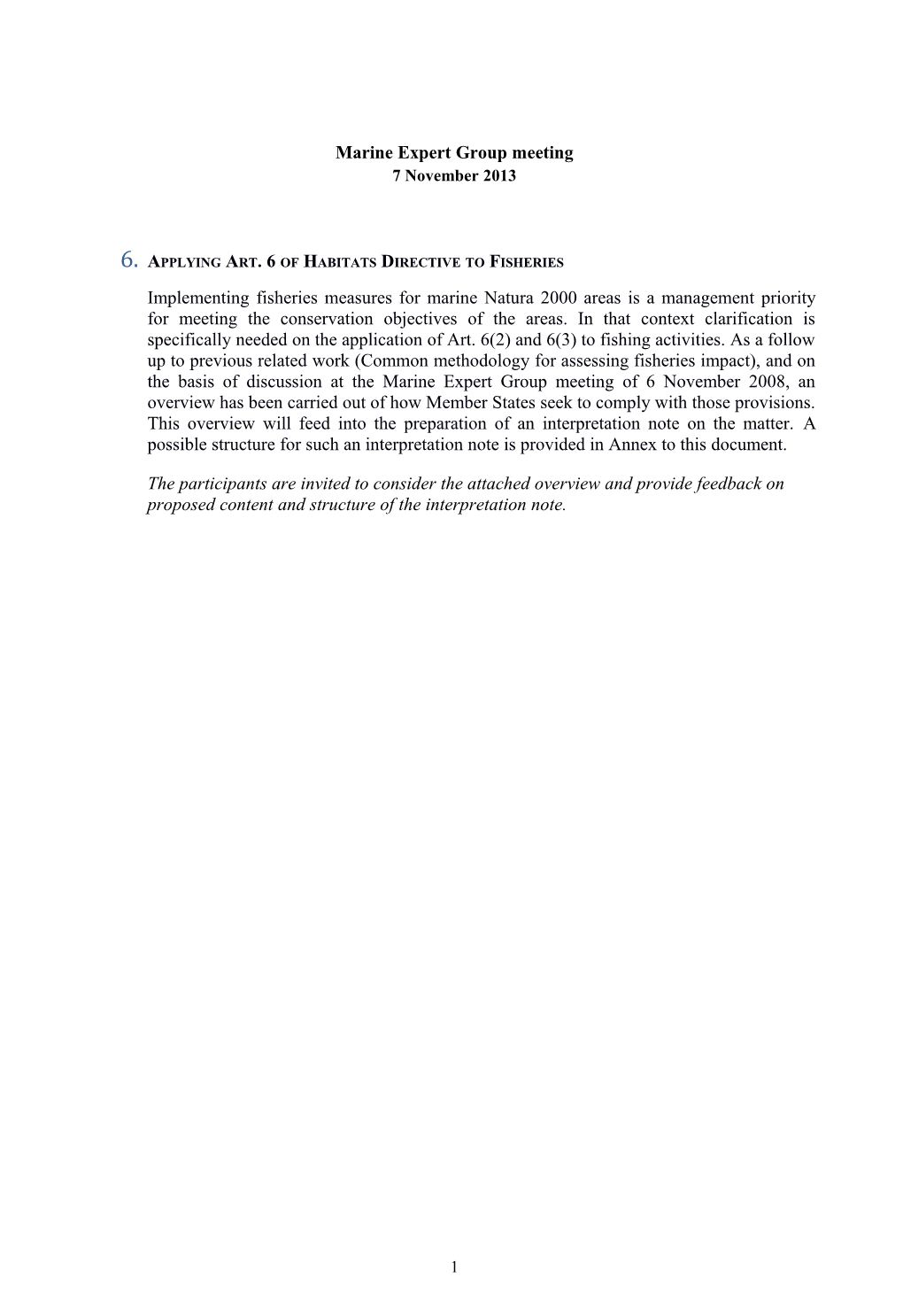 6.Applying Art. 6 of Habitats Directive to Fisheries