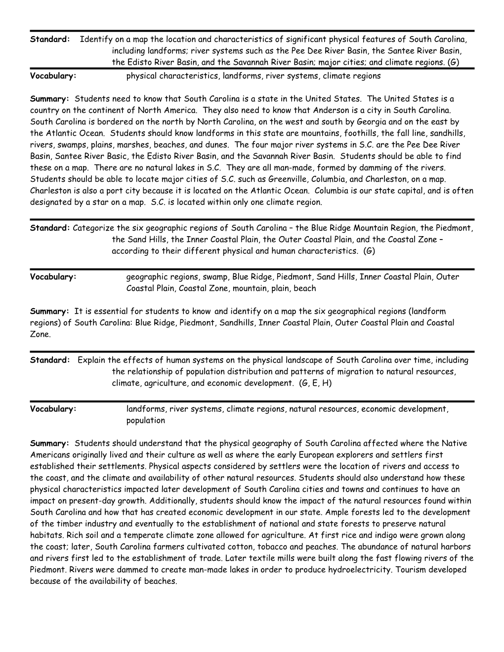 Standard: Identify on a Map the Location and Characteristics of Significant Physical Features