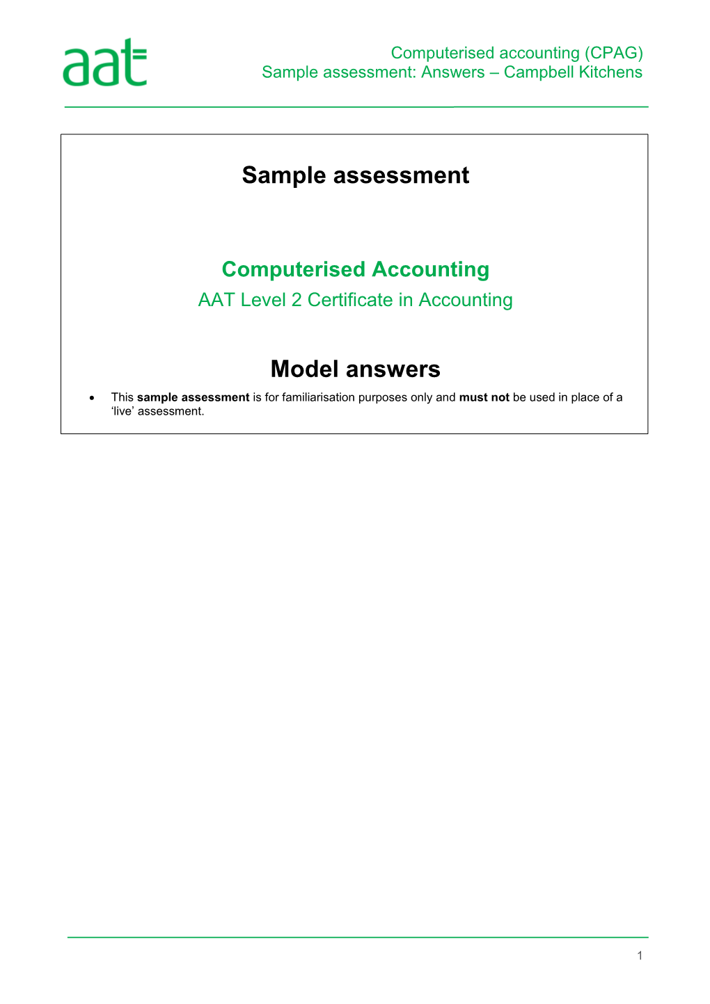 Sample Assessment: Answers Campbell Kitchens