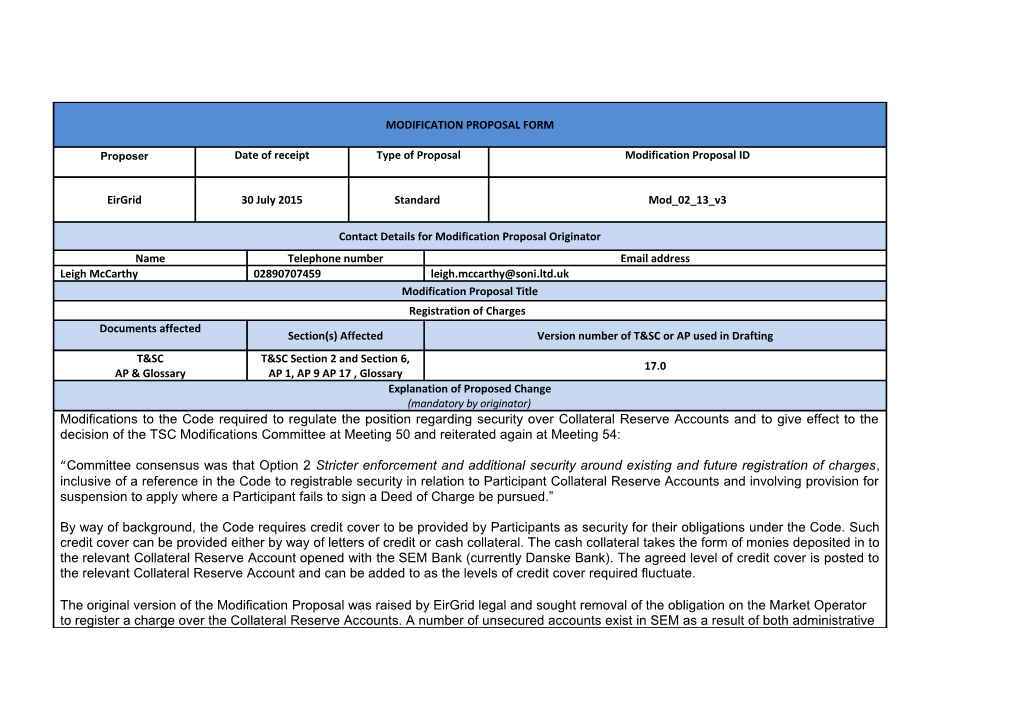 Modification Proposal Version 3