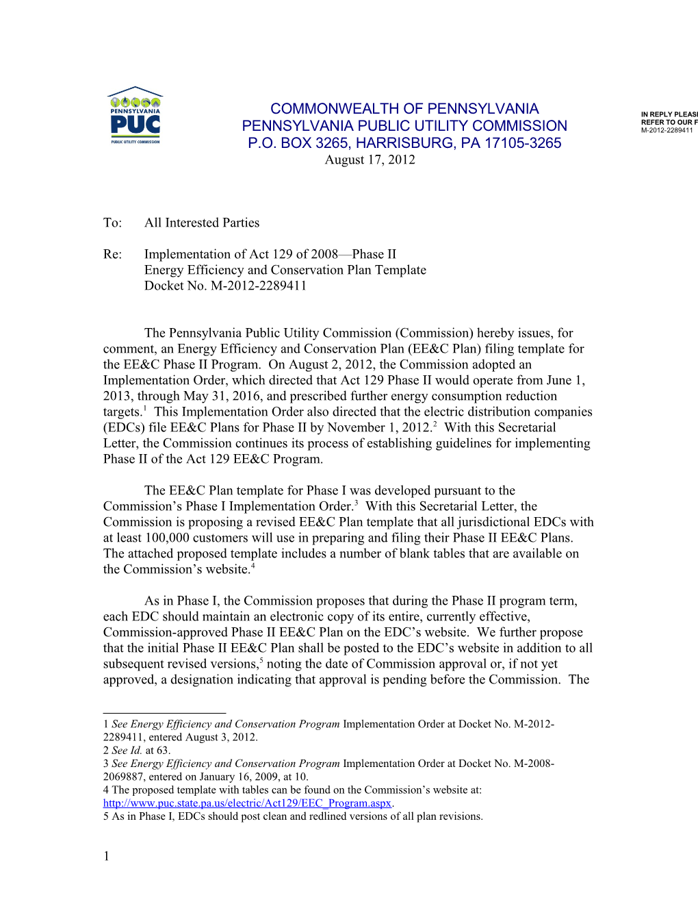 Energy Efficiency and Conservation Plan Template