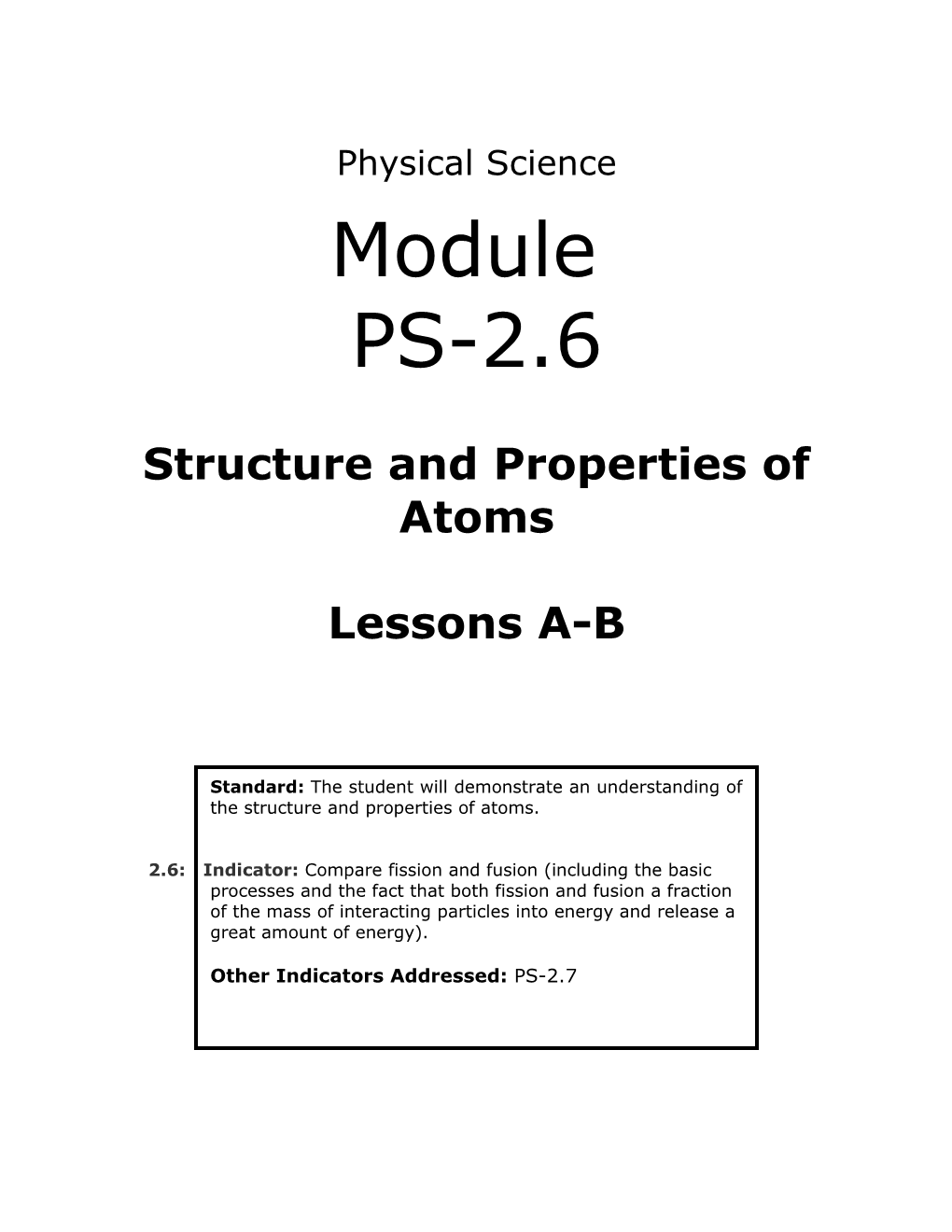 Structure and Properties of Atoms