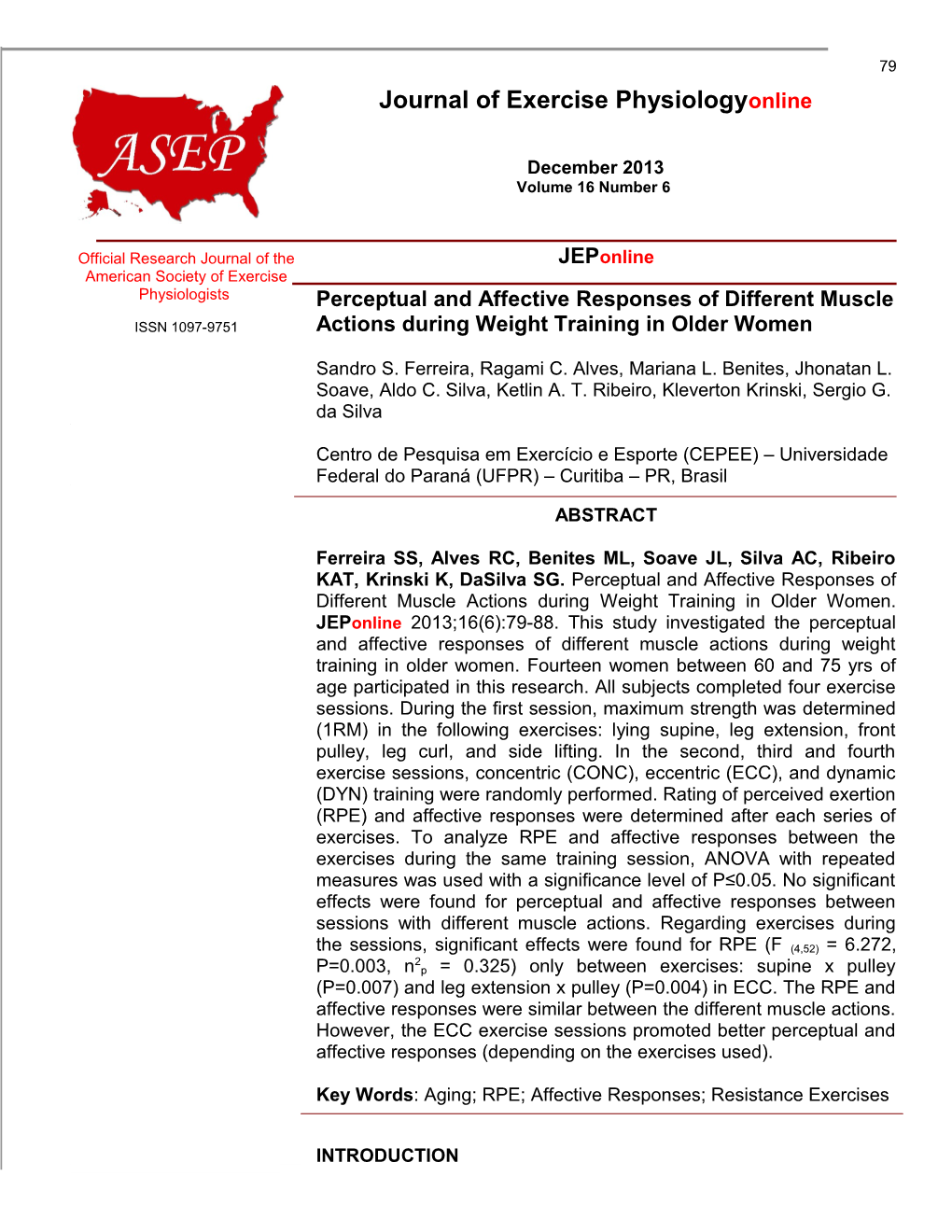 Perceptual and Affective Responses of Different Muscle Actions During Weight Training