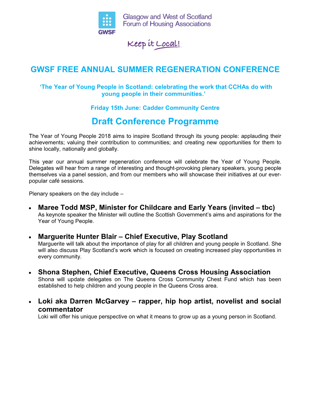 Gwsf Free Annual Summer Regeneration Conference