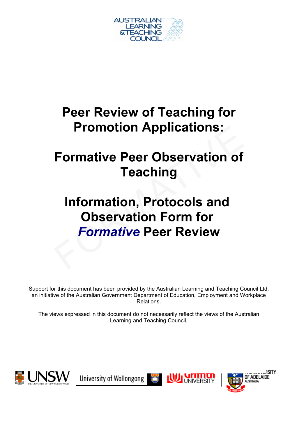 External Peer Review of Teaching