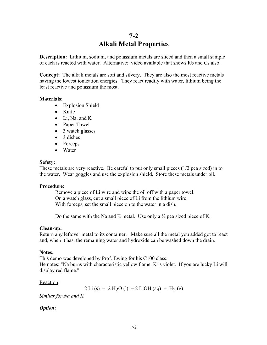 Alkali Metal Properties