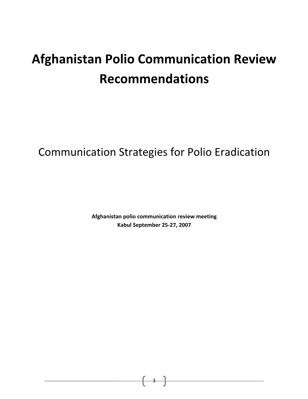 Afghanistan Polio Communication Review Recommendations