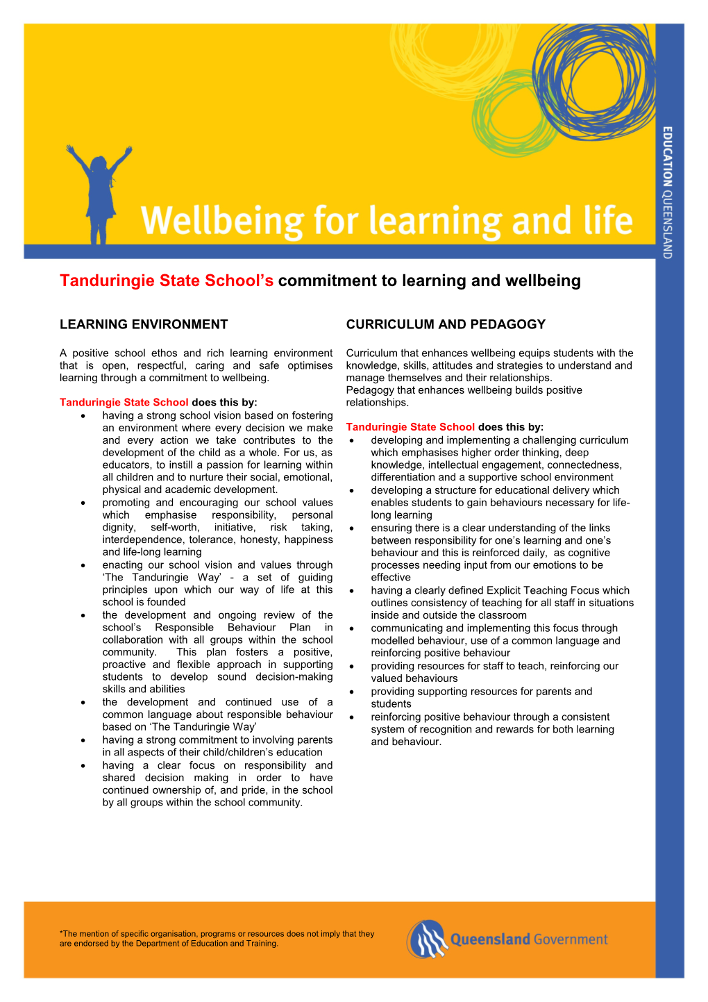 Learning and Wellbeing Framework