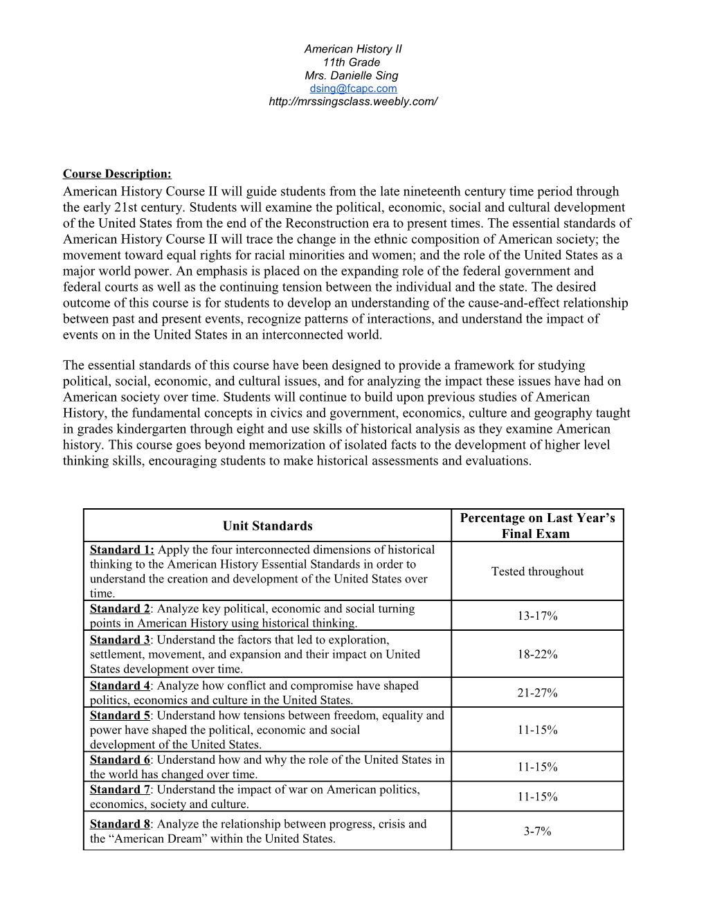 American History II Syllabus