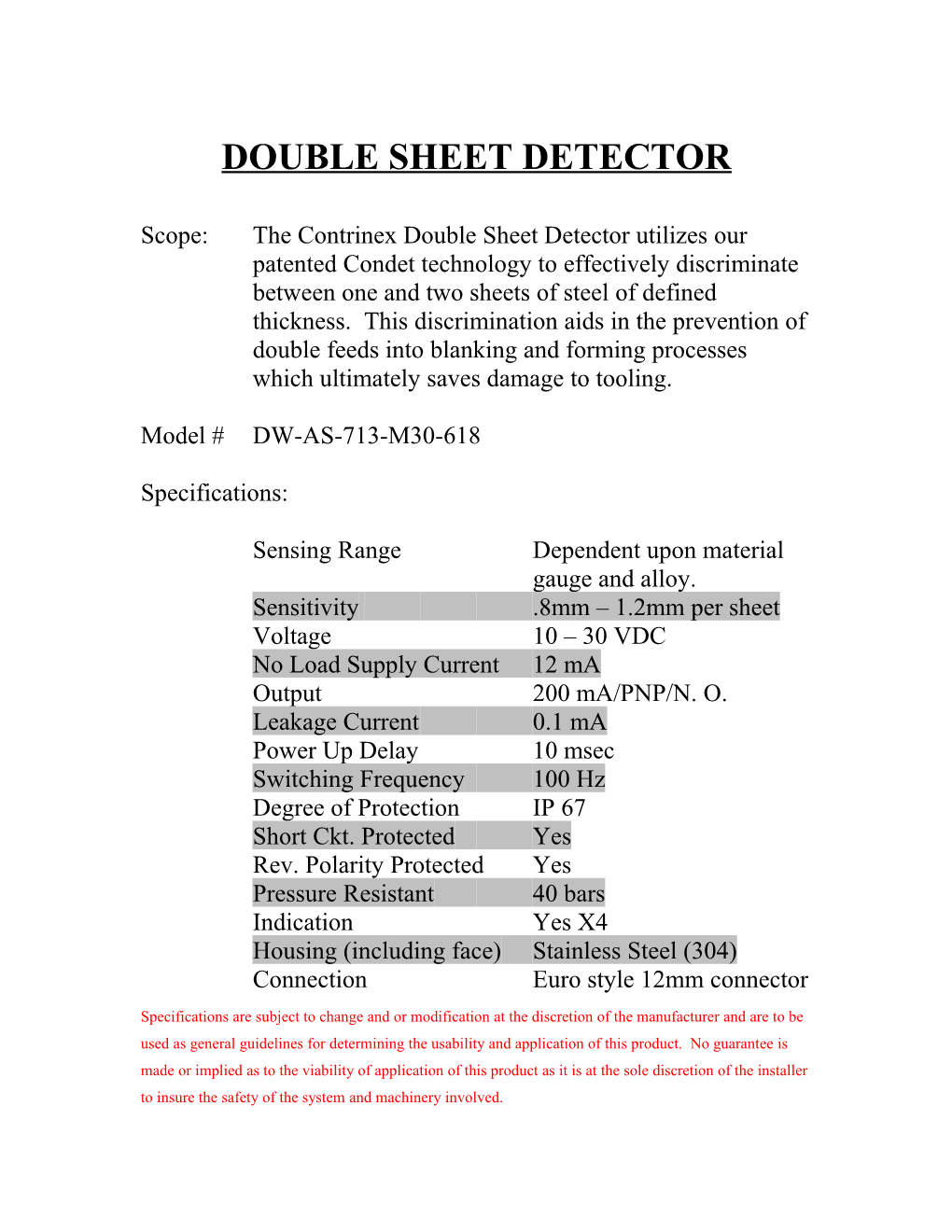 Double Sheet Detector