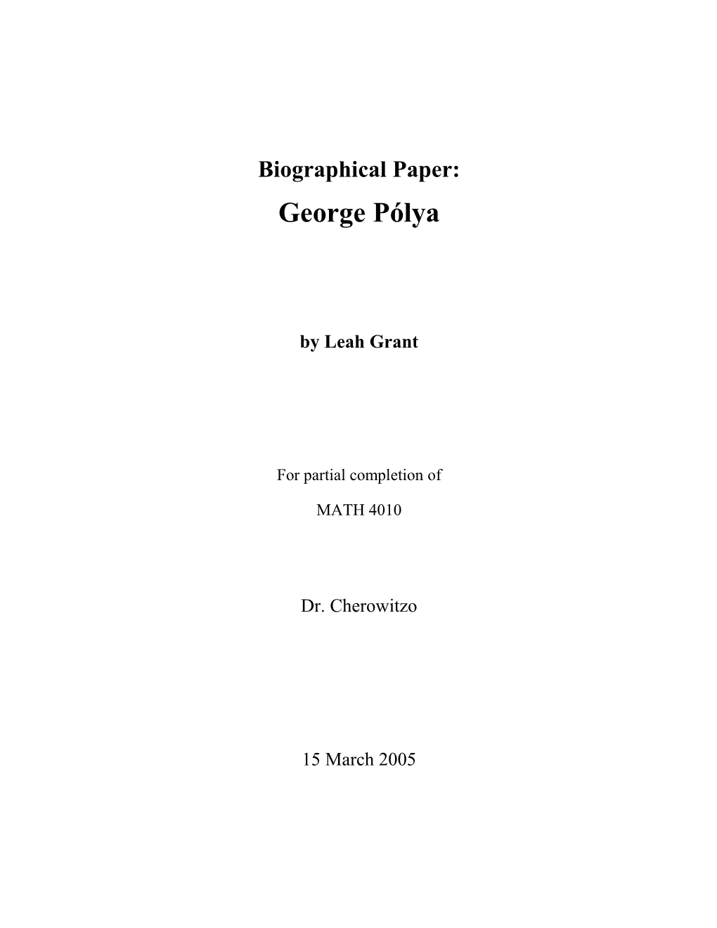Biographical Paper