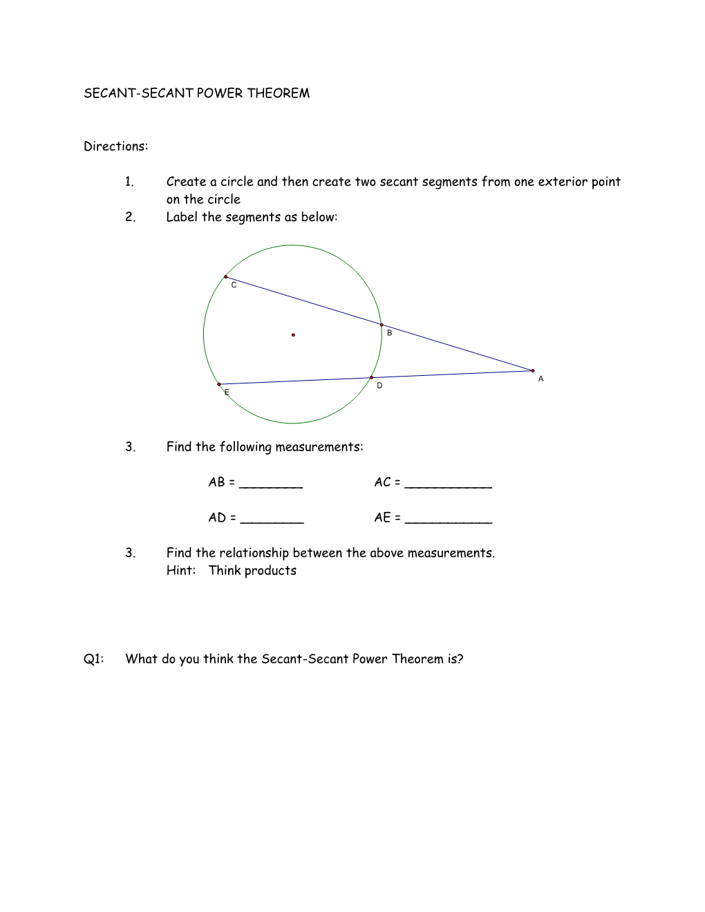 GEOMETRY a Geosketchpad Power Theorem Project