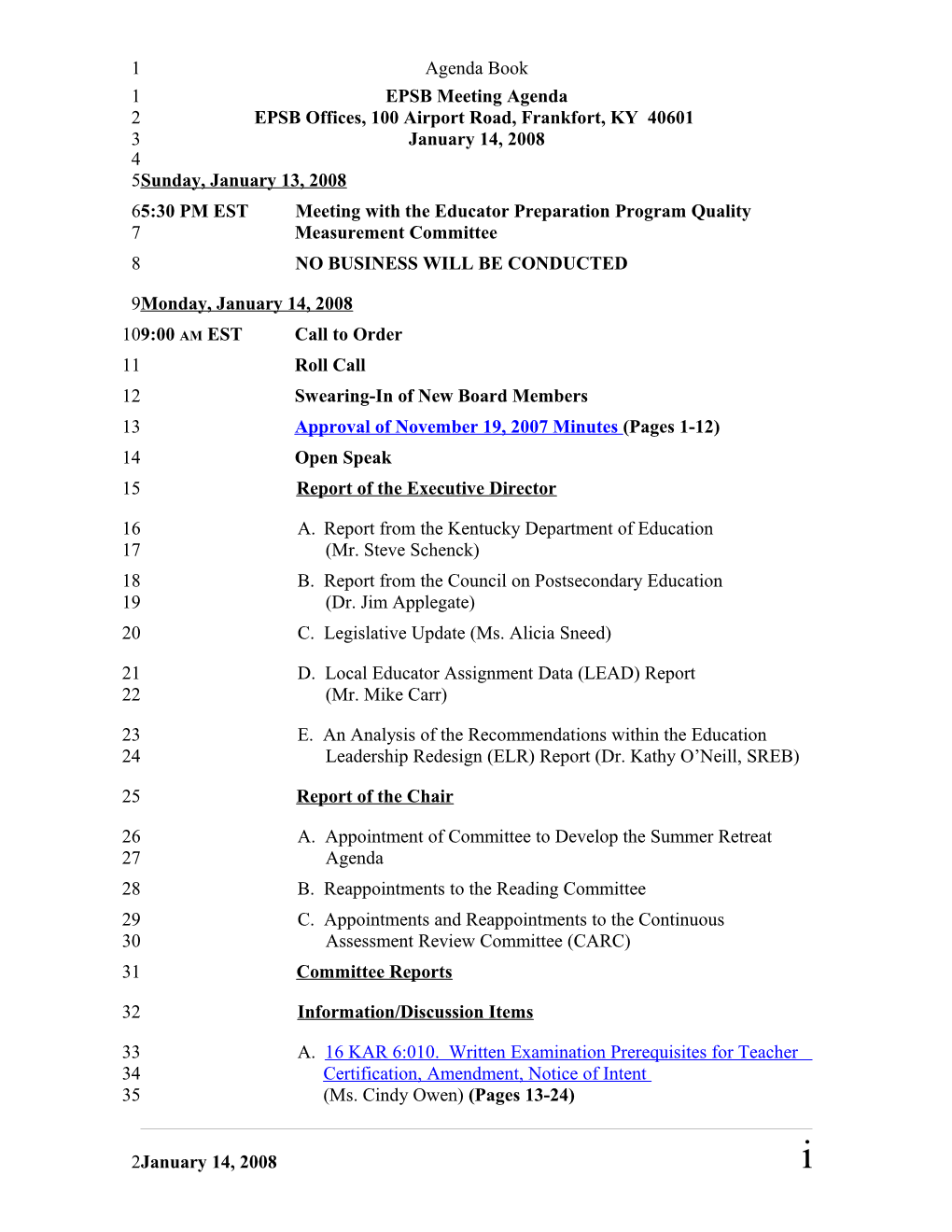 EPSB Meeting Agenda