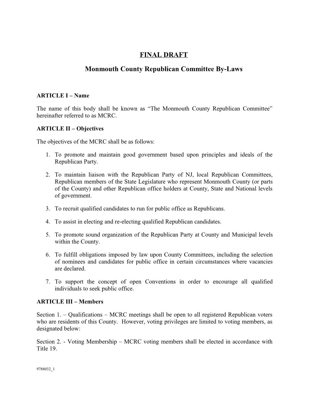 Monmouth County Republican Committee By-Laws