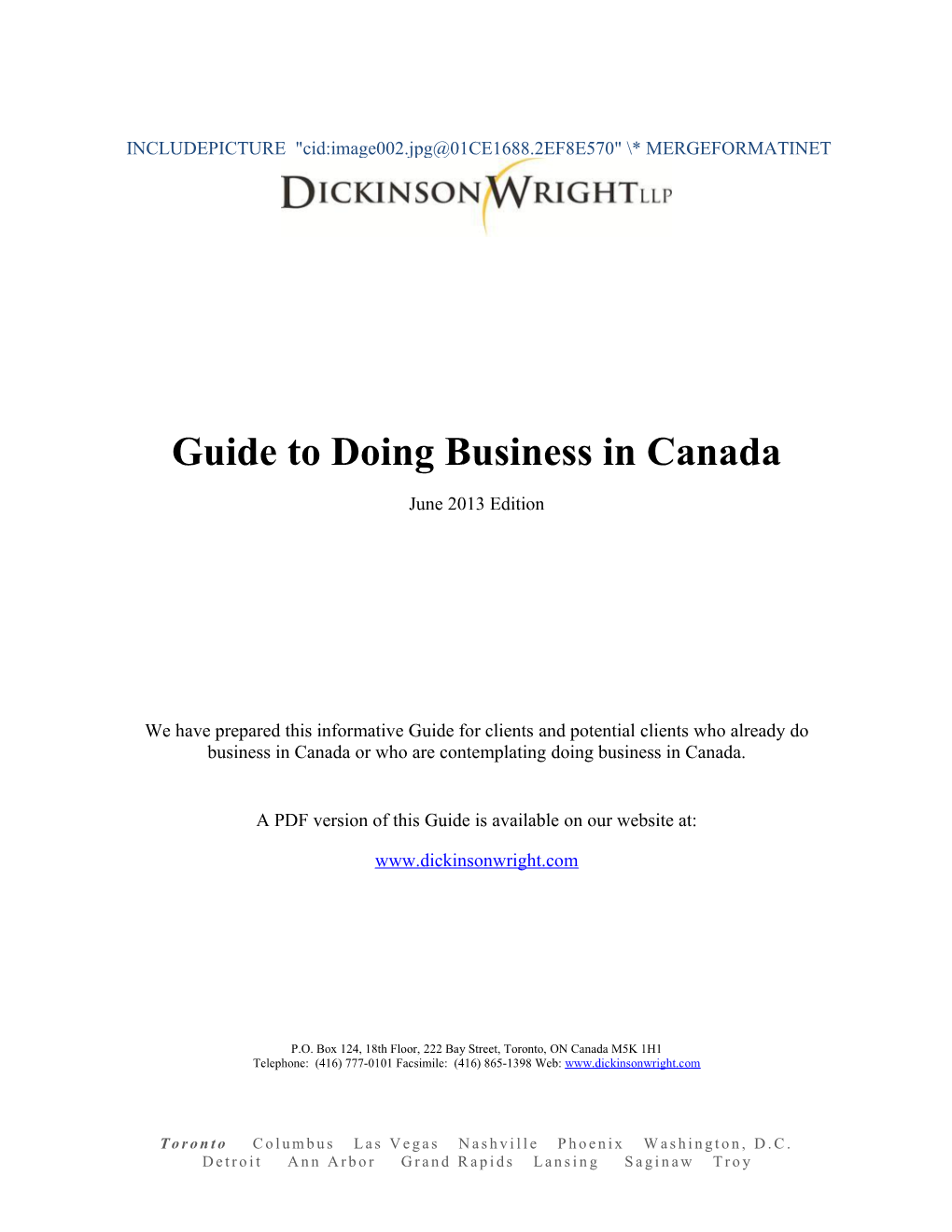 Guide to Doing Business in Canada