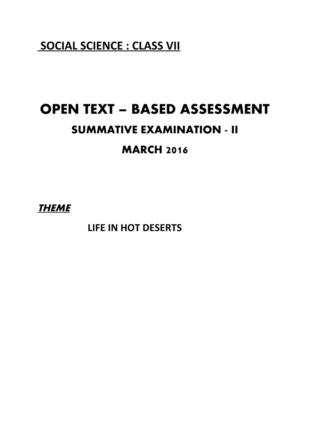Open Text Based Assessment