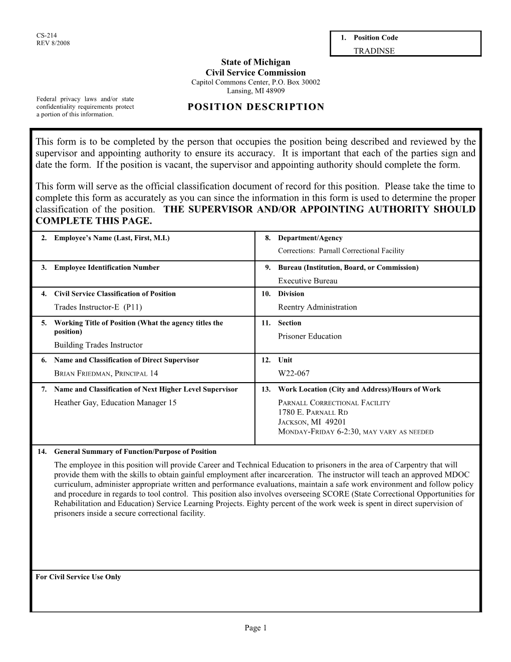 CS-214 Position Description Form s42