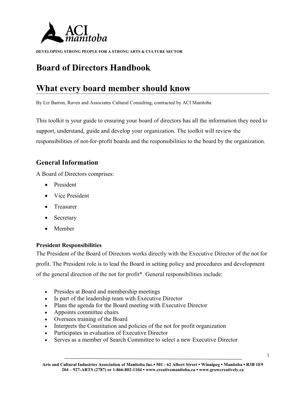 Board of Directors Handbook