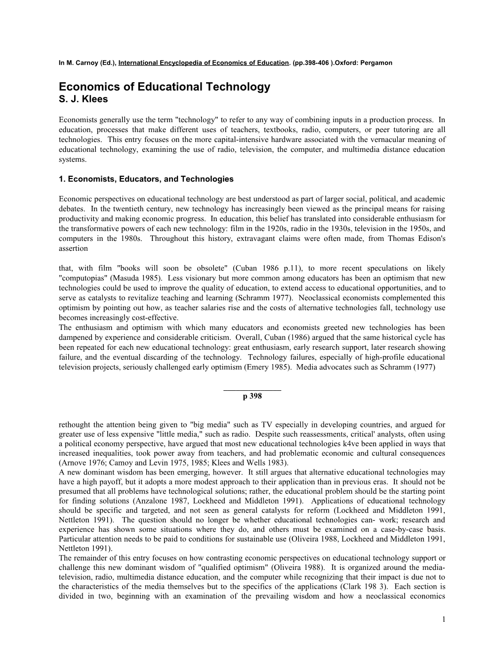 Economics of Educational Technology