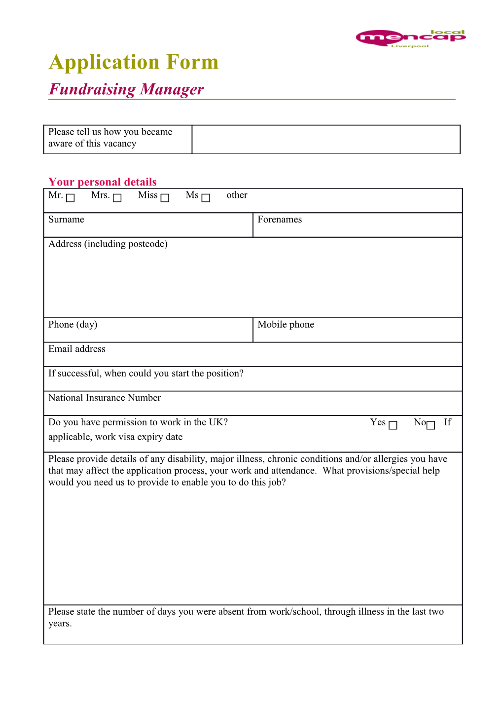Application Form s99